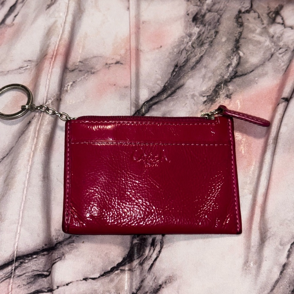 Coach Red Patent Leather Key Card Holder